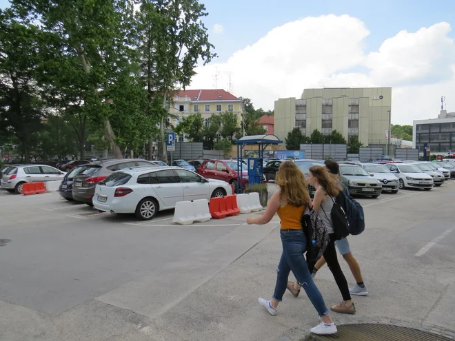 Na zemljišču, ki ga je podjetje Trgograd kupilo od novomeške občine, bo očitno še nekaj časa parkirišče. Foto Bojan Rajšek