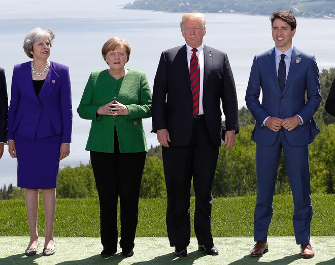 Theresa May, Angela Merkel, Donald Trump in Justin Trudeau. FOTO: Yves Herman/Reuters