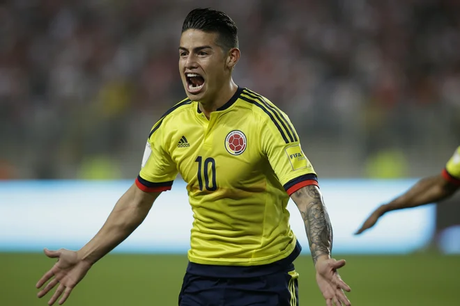 Kolumbija je zablestela v Braziliji, ko je bil eden glavnih zvezdnikov SP James Rodriguez. Foto AP