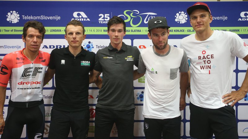 Fotografija: Zmeneča imena letošnje dirke po Sloveniji - Rigoberto Uran, Rafal Majka, Primož Roglič, Mark Cavendish in Marcel Kittel.