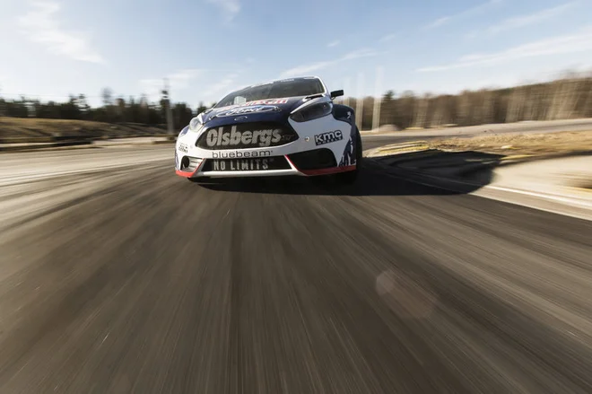 Mitchell DeJong races during OMSE Sweden Team Unveiling at Strängnäs Motor Stadion on 9th April 2015