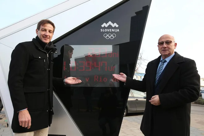 Official presentation of Watch counting time to start of 2016 Summer Olympic games in Rio de Janeiro erected in BTC City, Ljubljana, Slovenia on December 16, 2015