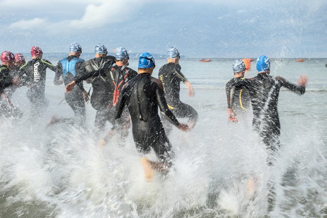 BERGEN, GERMANY - SEPTEMBER 09:  Athletes in action during a Triathlon Bundesliga race ahaed the IRONMAN 70.3 Ruegen on September 9, 2017 in Bergen, Germany.  (Photo by Joern Pollex/Getty Images for IRONMAN)