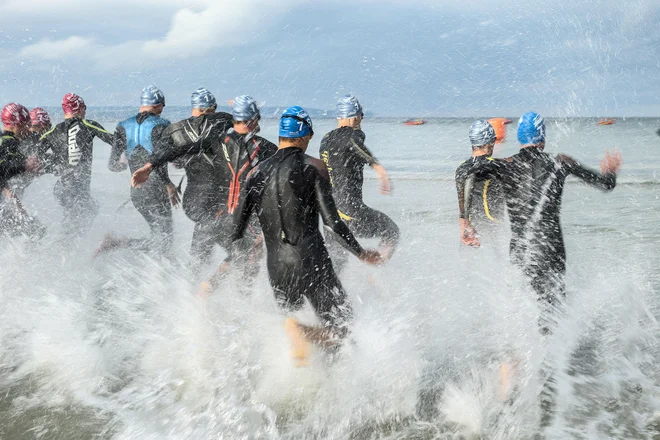 BERGEN, GERMANY - SEPTEMBER 09: Athletes in action during a Triathlon Bundesliga race ahaed the IRONMAN 70.3 Ruegen on September 9, 2017 in Bergen, Germany. (Photo by Joern Pollex/Getty Images for IRONMAN)