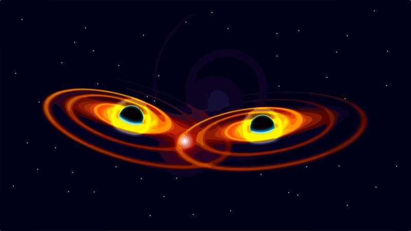 Fotografija: Trčili sta črni luknji z masama 66 in 80 mas Sonca in se zlili v večjo črno luknjo z maso okoli 142 mas Sonca. Foto Shutterstock