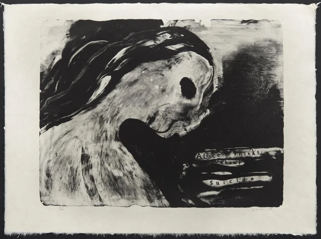 David Lynch, Alice razmišlja o samomoru, 2008, litografija.