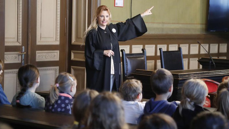 Fotografija: Otroci so sodnici pomagali pri odločitvi – ali je Žiga Novak kriv ali ne. FOTO: Leon Vidic/Delo