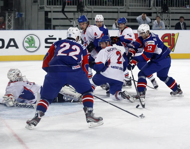 Pred šestimi leti je Slovenija premagala Veliko Britanijo s 3:2 na SP skupine B v Stožicah. Foto&nbsp;Aleš Černivec/Delo