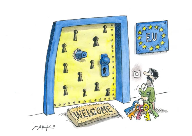Glavni vhod. Karikatura: Marko Kočevar