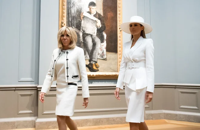 Brigitte Macron in Melania Trump. FOTO: Saul Loeb/AFP