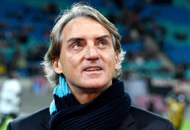 Roberto Mancini bo na selektorski stolček sedel prvič. Foto Jens Meyer/AP