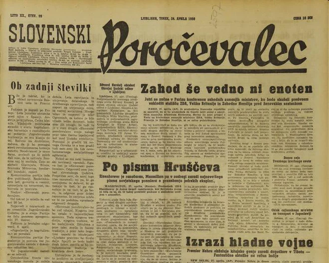 Časnik Delo je 1. maja 1959 nadomestil Slovenskega poročevalca in Ljudsko pravico. FOTO: Leon Vidic/Delo