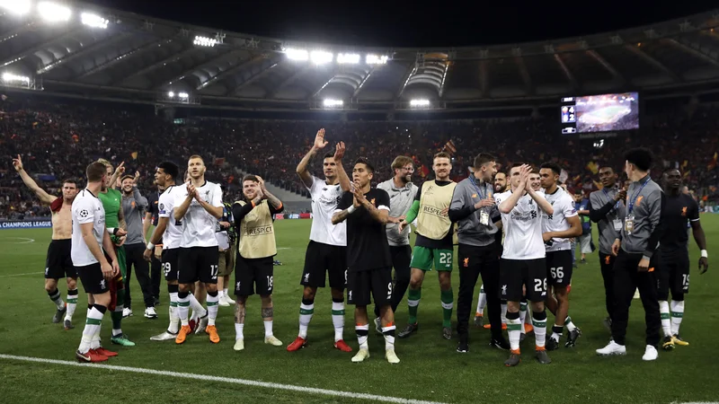 Fotografija: Veselje nogometašev Liverpoola po uvrstitvi v finale.