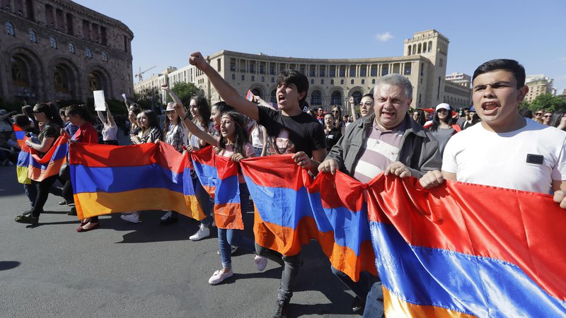 Fotografija: Množični protesti v Armeniji niso nič novega. FOTO: Sergei Grits/Ap