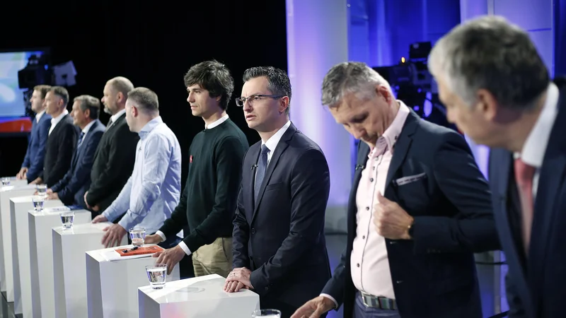 Fotografija: Prvo predvolino soočenje strank na RTV Slovenija. FOTO: Blaž Samec/Delo