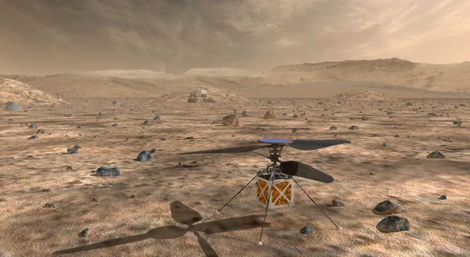 Mali helikopter bo baterije polnil preko sončnih celic. Vir Nasa