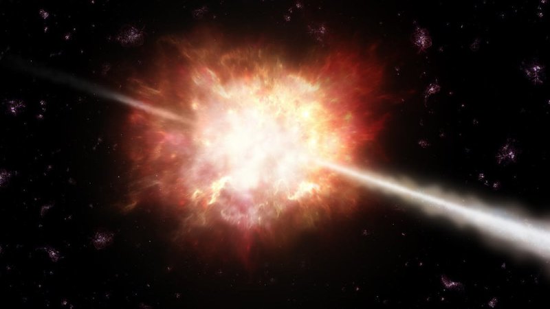 Fotografija: Misija Theseus bo proučevala začetek vesolja tudi s pomočjo izbruhov sevanja gama, ki nastanejo ob eksploziji masivnih zvezd ali ob zlitju dveh nevtronskih zvezd ali nevtronske zvezde in črne luknje. Vir Nasa