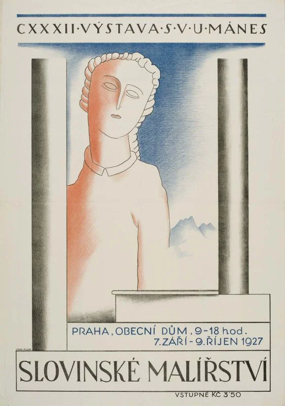 Slovensko slikarstvo v Pragi, 1927, oblikovanje plakata Veno Pilon. FOTO: Arhiv Narodne Galerije