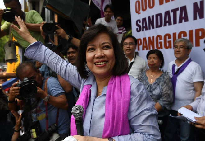 Odstavljena predsednica vrhovnega sodišča Maria Lourdes Sereno. FOTO: Ted Aljibe/AFP