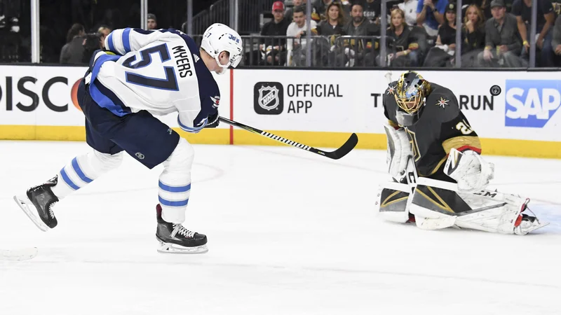 Fotografija: Marc Andre Fleury blesti v golu Las Vegasa. FOTO: Kirby Lee/Usa Today Sports