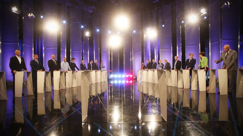 Fotografija: Prvo predvolilno osoočenje predsednikov in predsednice političnih strank na RTV SLO se je zgodilo 7. maja 2018. FOTO: Jure Eržen/Delo