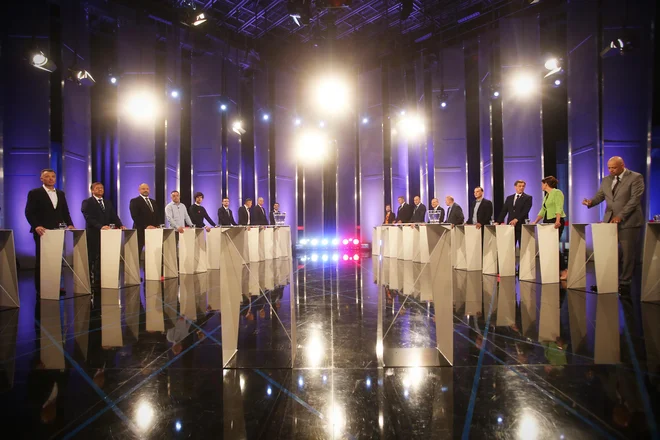 Prvo predvolilno osoočenje predsednikov in predsednice političnih strank na RTV SLO se je zgodilo 7. maja 2018. FOTO: Jure Eržen/Delo