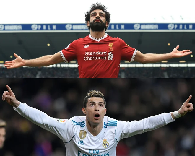 Mohamed Salah in Cristiano Ronaldo FOTO: Gabriel Bouys/Afp