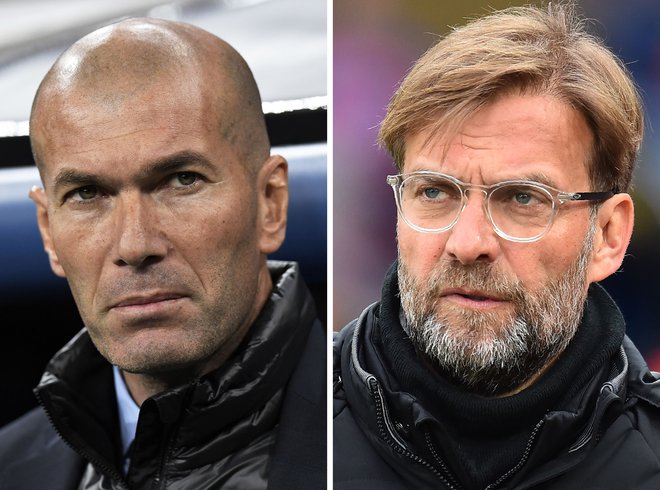 Kdo bo boljši? Zinedine Zidane ali Jürgen Klopp? FOTO: Glyn Kirk/Afp