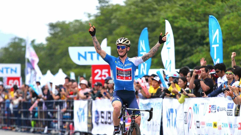 Fotografija: Grega Bole je slavil na predzadnji etapi dirke po Japonski. FOTO: Bahrain Merida