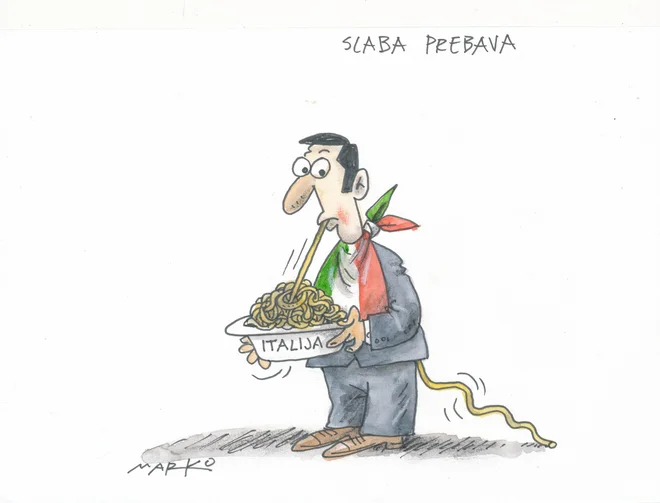 Politik, kakršen je zdaj najvplivnejši Matteo Salvini, zna predvsem groziti, to je slaba novica za slovensko-italijanske odnose. KARIKATURA: Marko Kočevar