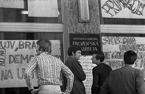 Zasedba filozofske fakultete leta 1971. FOTO: Edi Šelhaus/