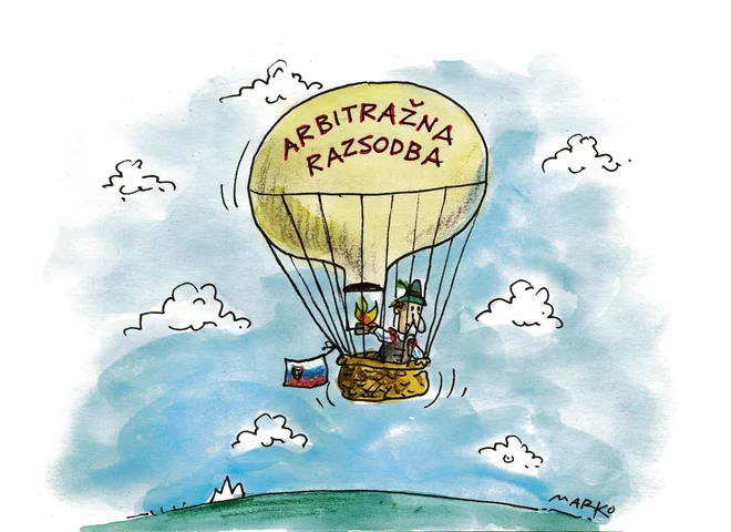 Arbitražna razsodba. KARIKATURA Marko Kočevar