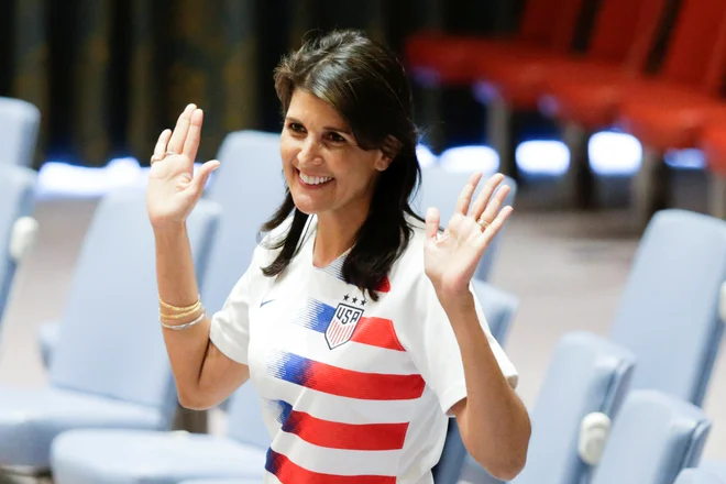 Veleposlanica ZDA v ZN Nikki Haley pravi, da sta&nbsp;vzroka za odhod ZDA iz Sveta ZN za človekove pravice članstvo nekaterih držav, ki zlorabljajo človekove pravice, in ščitenje držav, ki kršijo človekove pravice.&nbsp;FOTO: Eduardo Munoz/Reuters