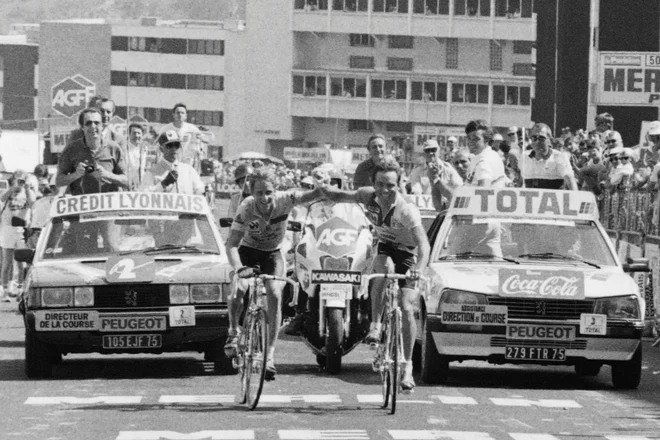 Bernard Hinault in Greg LeMond. FOTO: Afp