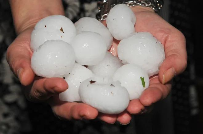 Toča, velika kot jajce, postaja vsakdanjost FOTO: Arhiv Dela