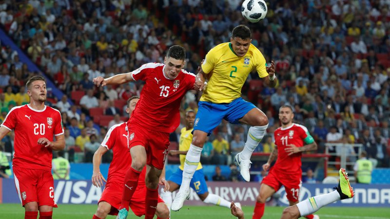 Fotografija: Thiago Silva je potrdil brazilsko zmago. Foto Grigor Dukor/Reuters