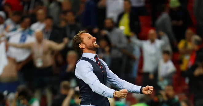 Mirni Gareth Southgate ob koncu ni mogel skriti čustev. Foto: Reuters