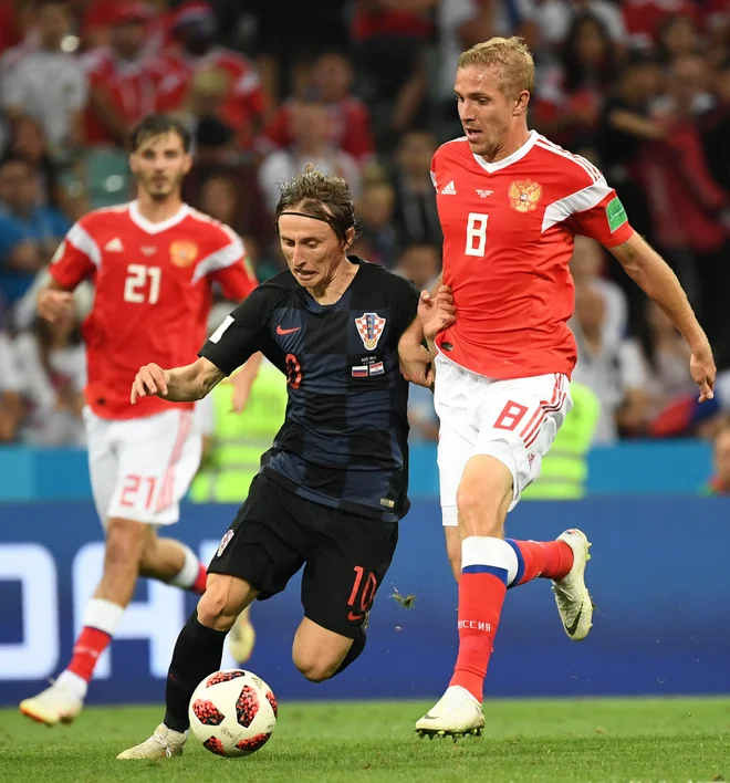 Luka Modrić je bil junak večera tudi v četrtfinalu proti Rusiji. FOTO: AFP