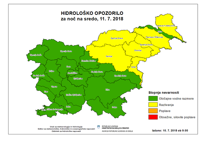 Hidrološko opozorilo FOTO: Arso