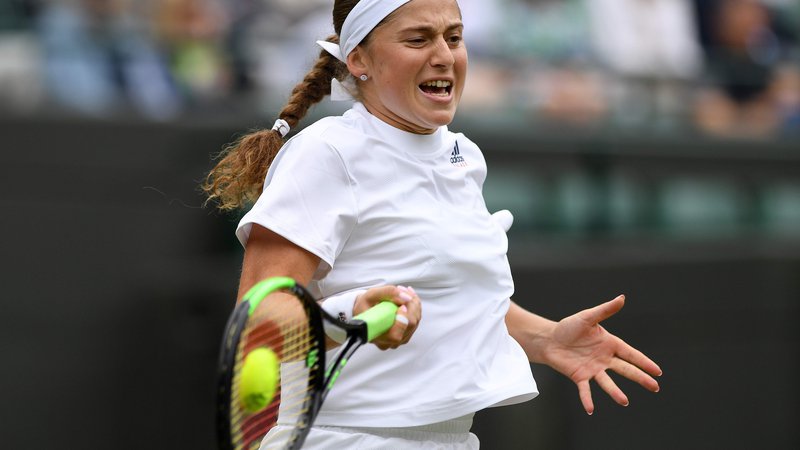 Fotografija: Jelena Ostapenko se je v polfinale Wimbledona prebila brez izgubljenega niza. Foto AFP