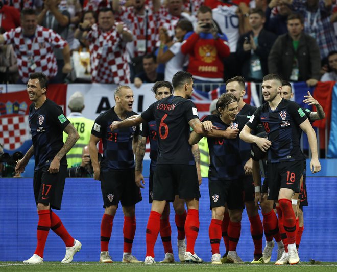 Hrvaška reprezentanca je uničila dolgoletne angleške sanje in se po 20 letih uvrstila v finale mundiala. Foto AP