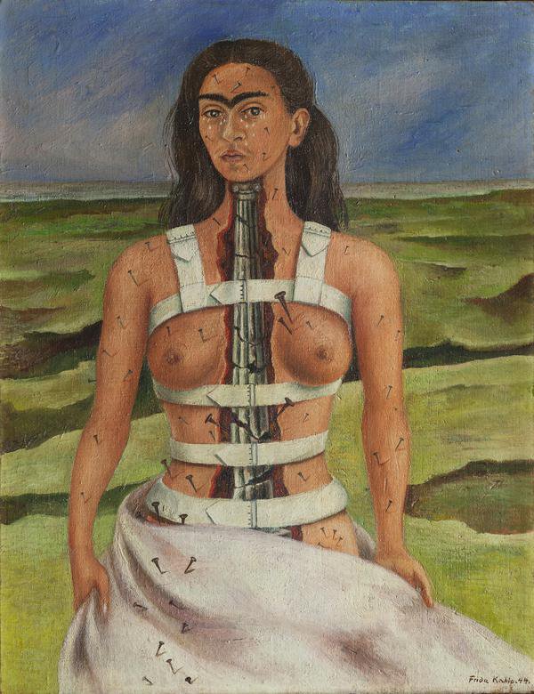 Frida Kahlo: <em>Zlomljena hrbtenica</em>, 1944, zbirka Muzeja Dolores Olmedo iz Ciudada de Méxica. FOTO: Madžarska nacionalna galerija v Budimpešti