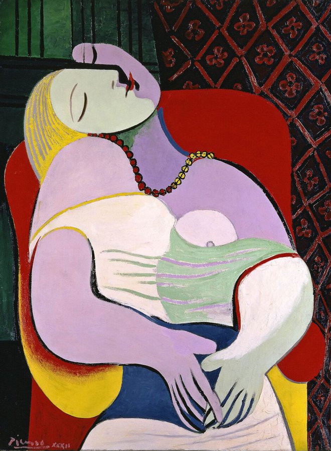 Emblem razstave <em>Picasso 1932 – ljubezen, slava, tragedija</em> v Tate Modern je slika <em>Sanje</em> (<em>La Rêve</em>). FOTO: © Succession Picasso/DACS, London 2018