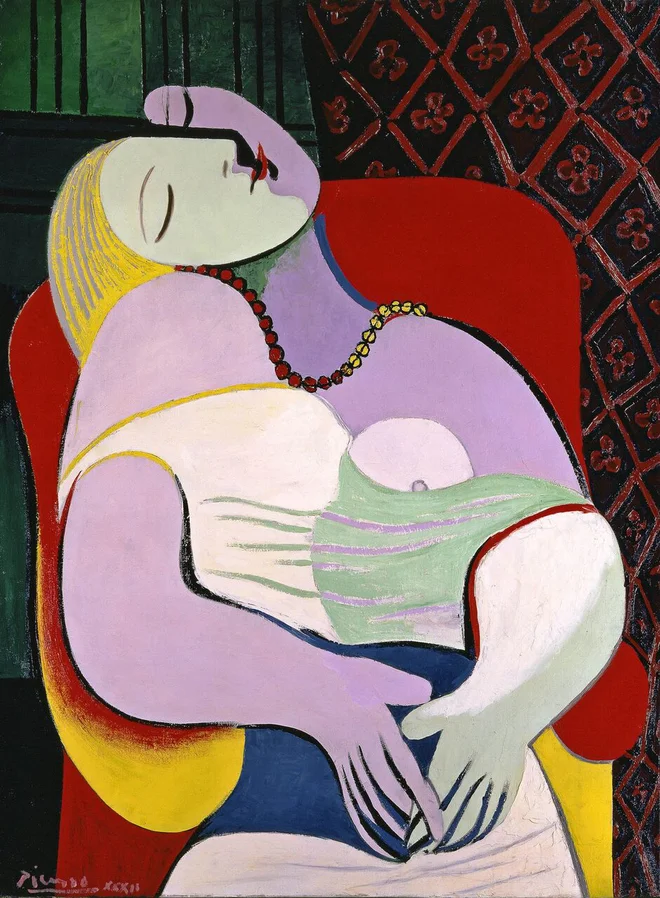 Emblem razstave <em>Picasso 1932 – ljubezen, slava, tragedija</em> v Tate Modern je slika <em>Sanje</em> (<em>La Rêve</em>). FOTO: © Succession Picasso/DACS, London 2018