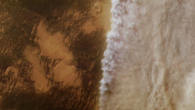 Fotografija: Peščeni vihar na Marsu. FOTO: ESA/DLR/FU Berlin