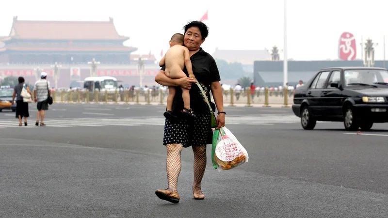 Fotografija: Kitajska.Peking.06.08.2008.Prizor z trga Tiananmen.Foto:Matej Druznik/DELO Foto