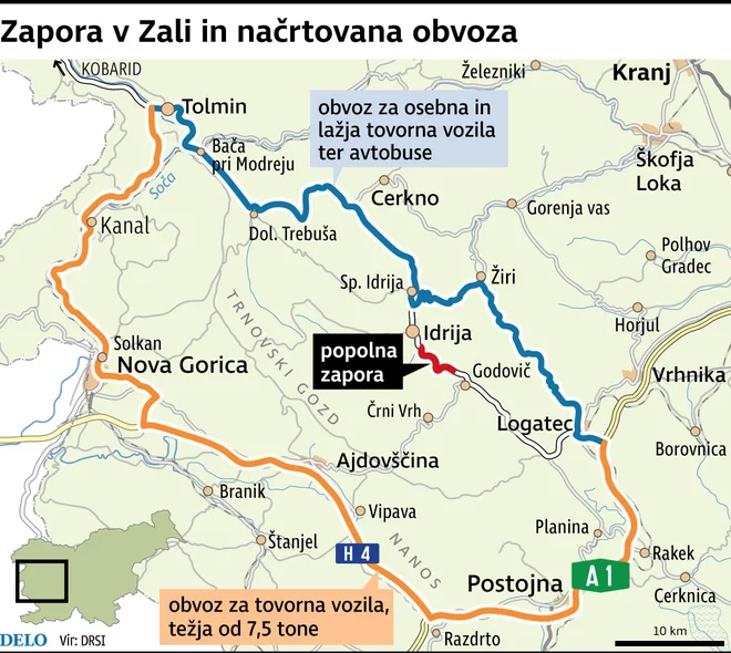 Kje bodo potekali obvozi? FOTO: Delo