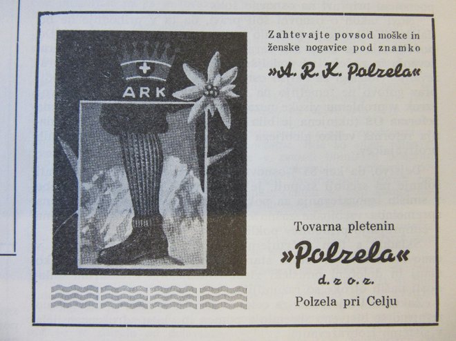 Oglas za Polzelo v Planinskem vestniku leta 1941, fotografija je iz tovarniškega glasila Lastovka. Foto: Špela Kuralt