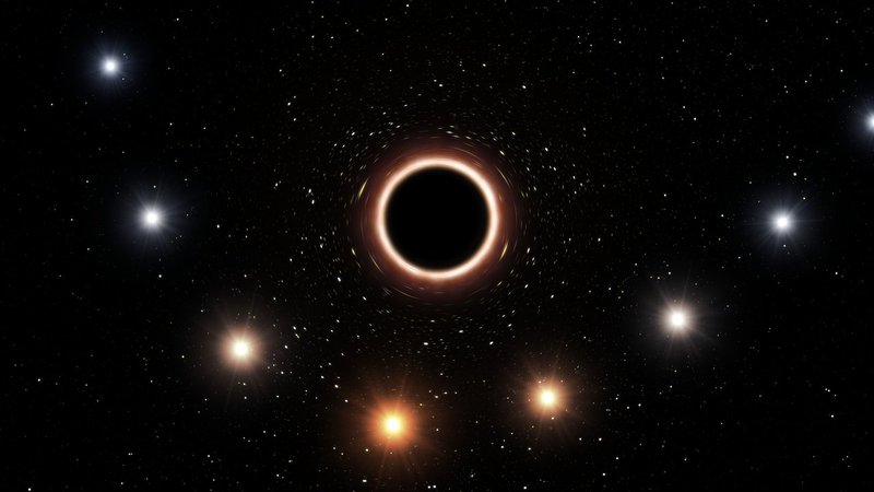 Fotografija: Umetniška upodobitev bližanja zvezde S2 supermasivni črni luknji v središču naše galaksije. FOTO: ESO/M. Kornmesser