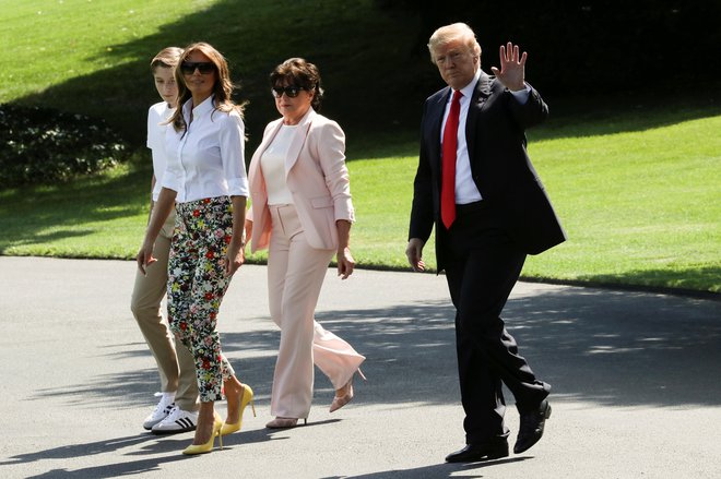 Ameriški predsednik Donald Trump, prva dama Melania Trump, njun sin Barron in Amalija Knavs. FOTO: Jonathan Ernst/Reuters